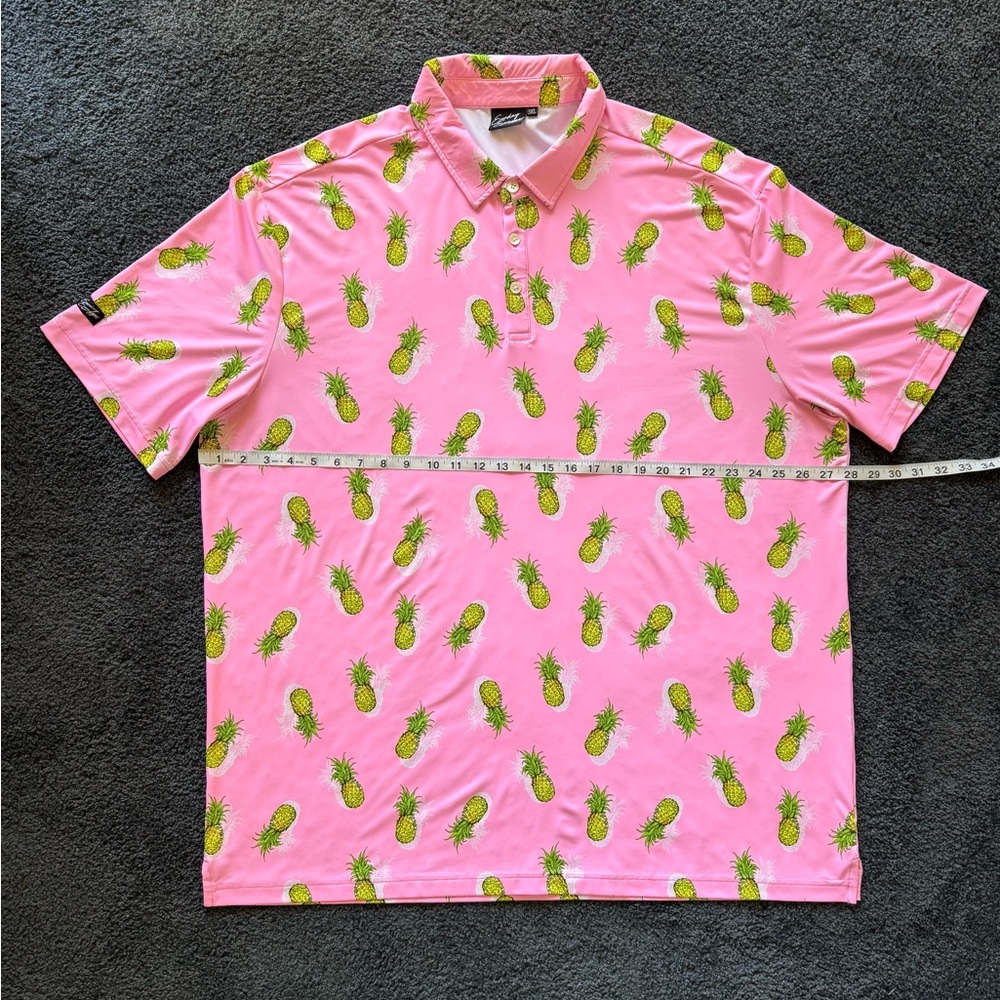 Sunday Swagger Pink Pineapple Print Polo Shirt